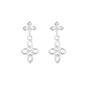 A Dusting of Jewels - Baroque Cross Earrings | Silver