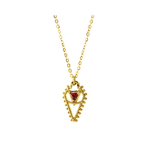 Byzantine Romance - Hearts of Hearts Necklace |Gold w Ruby red coloured Stone