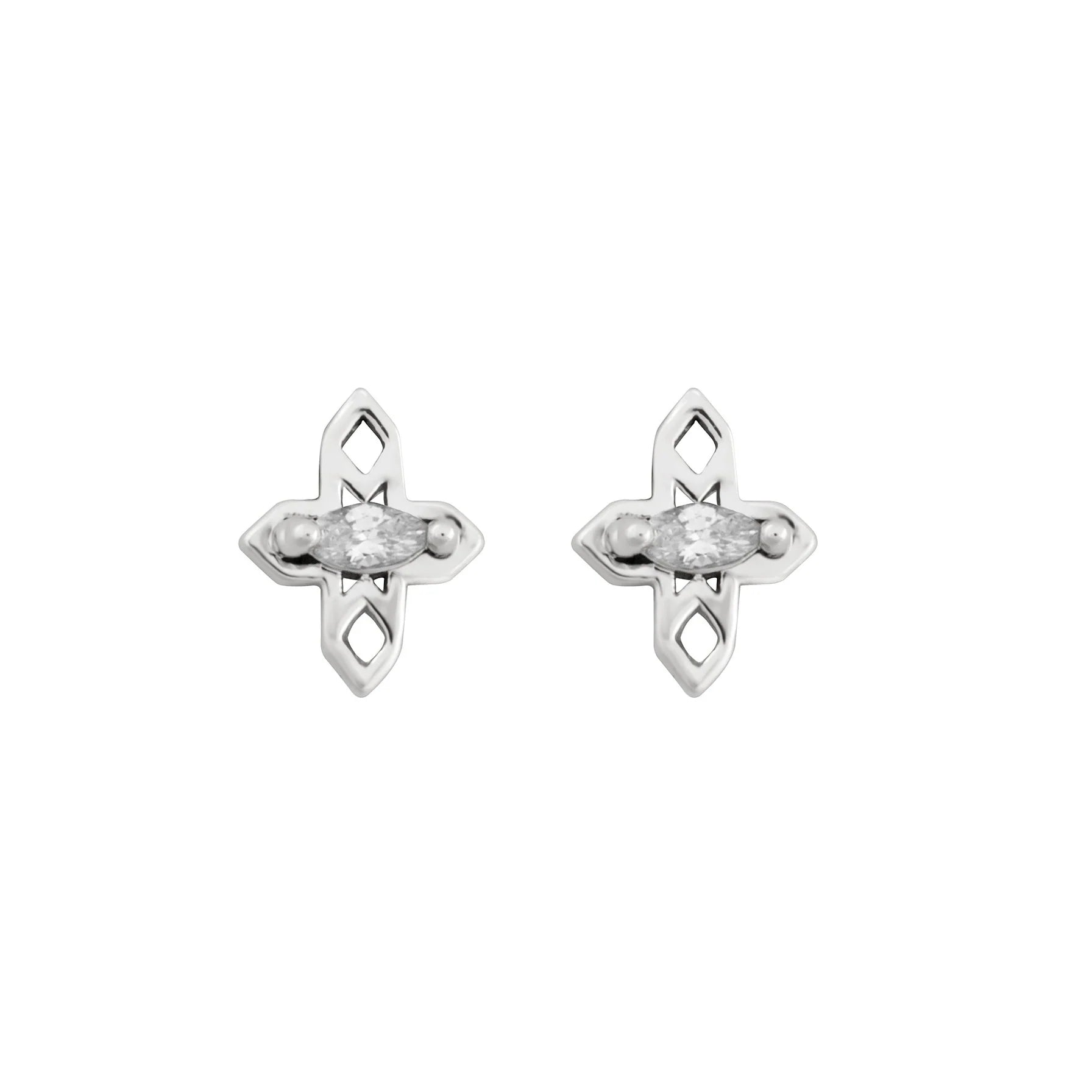 A Dusting of Jewels - Tiny Cross Studs| Silver
