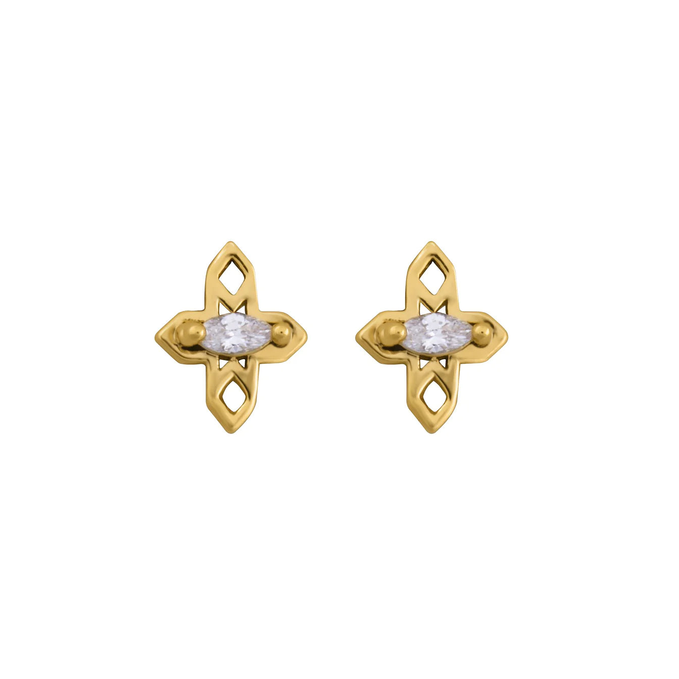 A Dusting of Jewels - Tiny Cross Studs | Gold