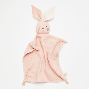 Organic Muslin Bunny Lovey - Blush with Milk ears